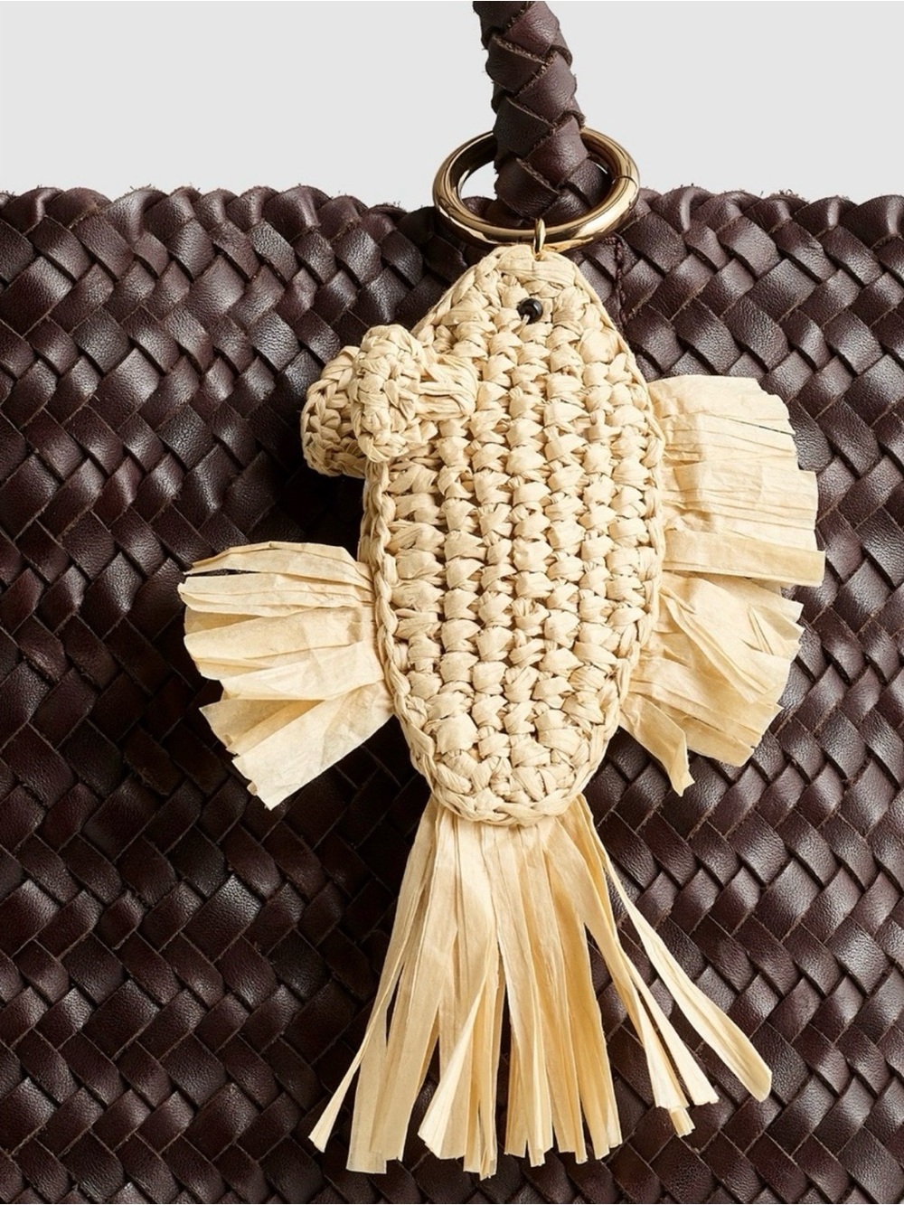 Madewell Natural Raffia Fish Bag Charm - Ivory